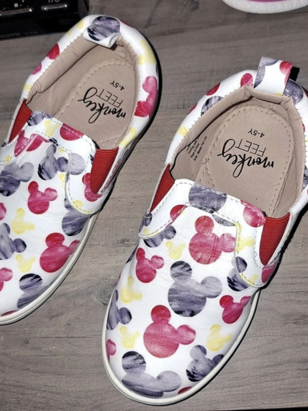 Monkey Feet Printed Slip-On Sneakers in White & Pink